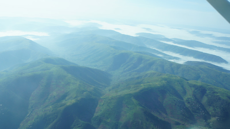 Aerial view. Entebbe to Kisoro with Aerolink