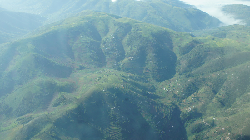 Aerial view. Entebbe to Kisoro with Aerolink