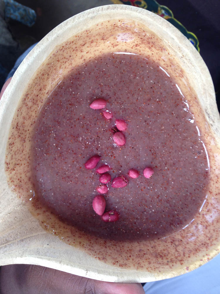 Bushera millet porridge, served with ground nuts, is served at Agartha's Taste of Uganda, Ishasha