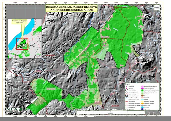 Map Bugoma Forest, Hoima District Uganda