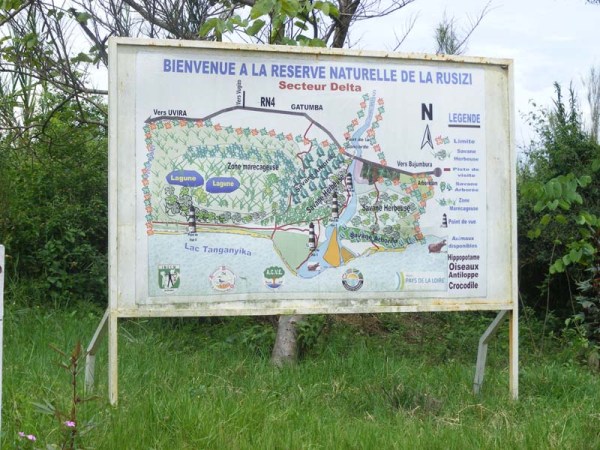 Burundi travel blog Rusizi Reserve sign