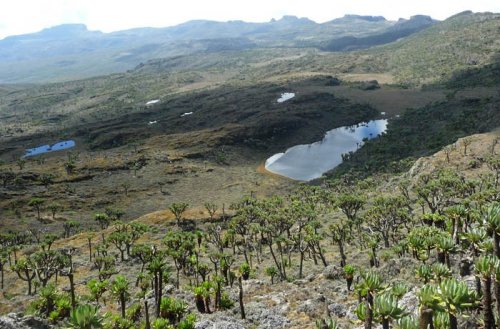 Lake on Mount Elgon, hiking, Uganda