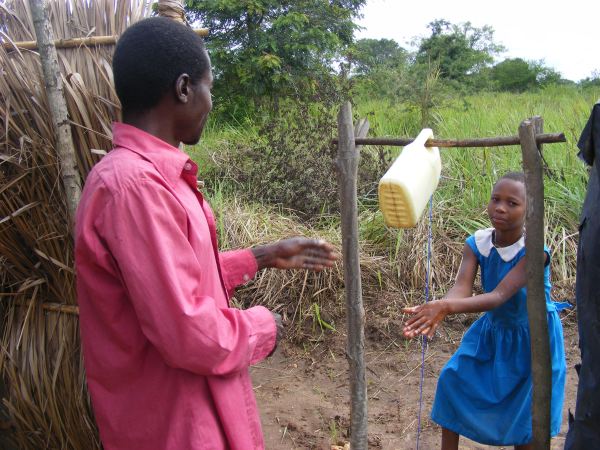 tippy tap. Deo's model homestead, Ishasha Community Uplift Project