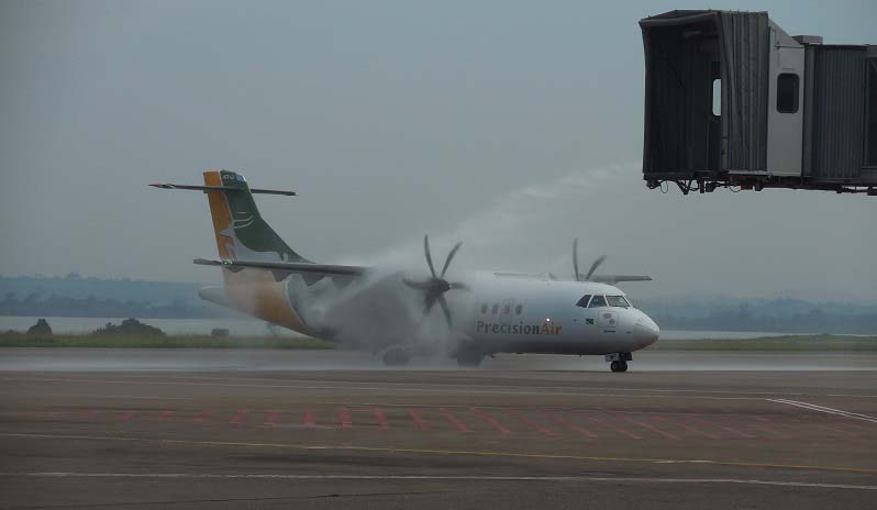 inaugural Precision Air flight Entebbe to Dar. July 1st 2017. Wolfgang Thome