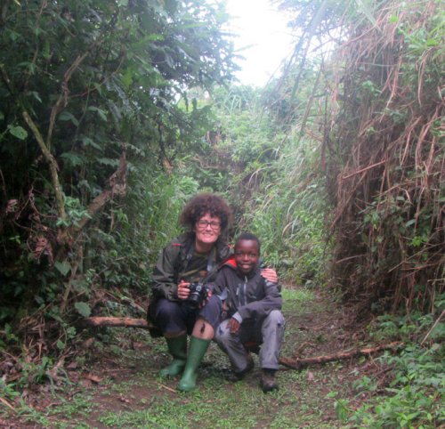 Dillon and Cha on forest trail. Sunbird Hill, Kibale Forest, Uganda