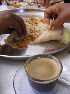 Tibs (meat) and injera bread (I grew to love it!)