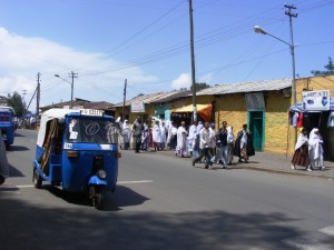 Tuk-tuks are an easy way to get around Gonder - hang on tight when you corner!