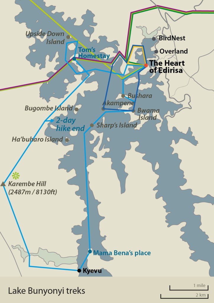 Gorilla Highlands Trails Map Lake Bunyonyi Uganda 2015 web