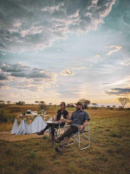 Ishasha Wilderness Camp Uganda. Bush sundowner. PHOTO courtesy Instagram