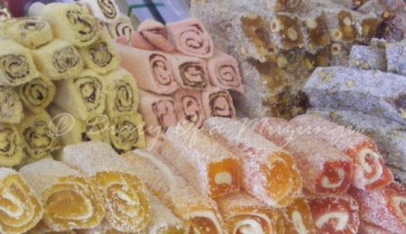 Turkish Delight on display in an Istanbul shop window