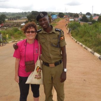 Kampala Hash House Harriers at Oraba border. policeman West Nile