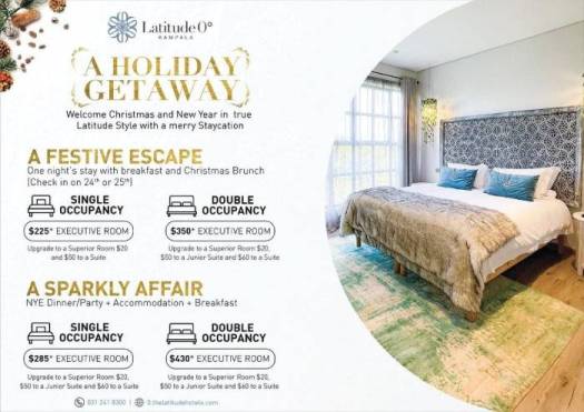 Latitude 0 Hotel Kampala Christmas 2022 and New Year accommodation offer