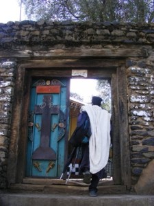 Entrance to Gemjabet Maryam, burial site of Emperor Fasilidas (died 1767)