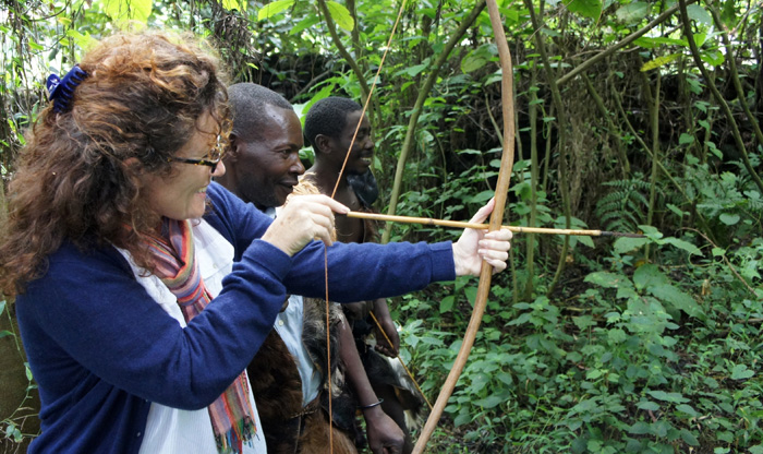 Muzungu bow arrow. Batwa Heritage Experience, Mount Gahinga Lodge