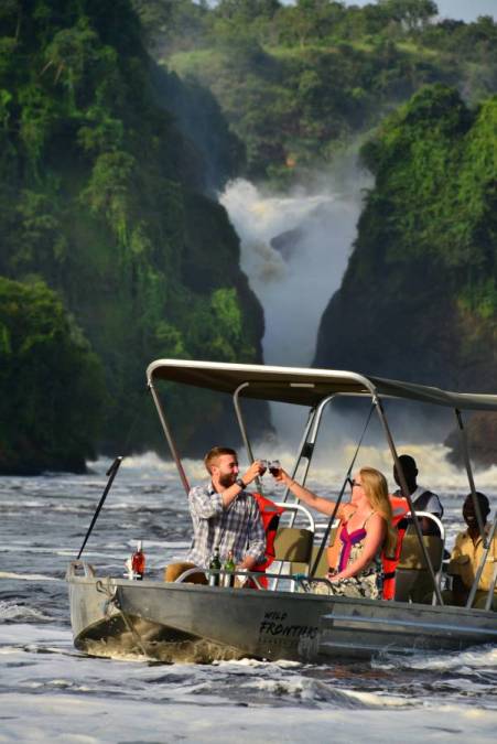 Murchison Falls River Nile Uganda. Wild Frontiers boats