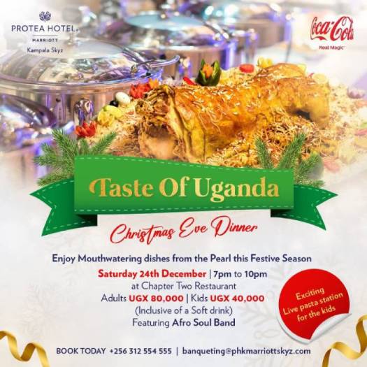 Protea Naguru Skyz Hotel Kampala Christmas Eve dinner menu 2022