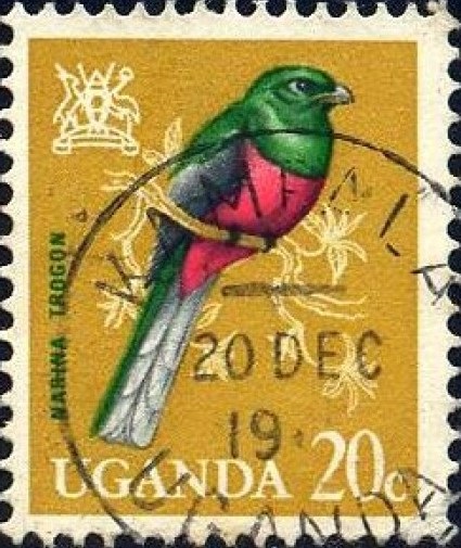 Narina Trogon Uganda postage stamp