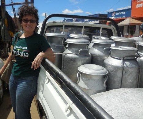 Charlotte Diary of a Muzungu with truck full of milk churns in Mbarara, western Uganda. Drinking milk is compulsory while in Mbarara