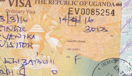 Passport stamps Cyanika border Uganda