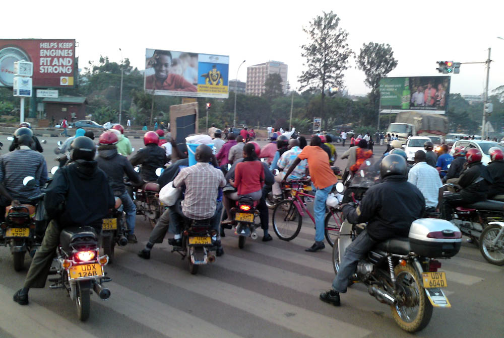 rush hour boda bodas Jinja Road Kampala