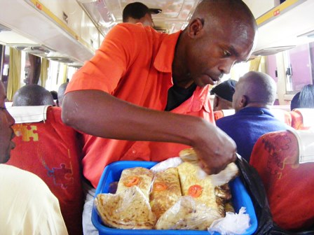 Rwanda street food. bus trip