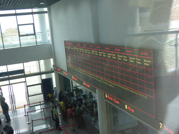 Mombasa SGR terminus information board. SGR train Kenya