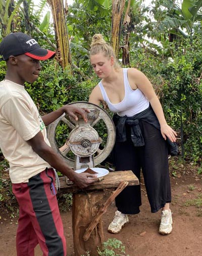 Coffee-grinding in Uganda