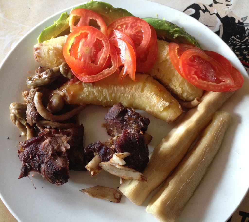 traditional-lunch-west-nile-goats-gizzards-cassava-matooke