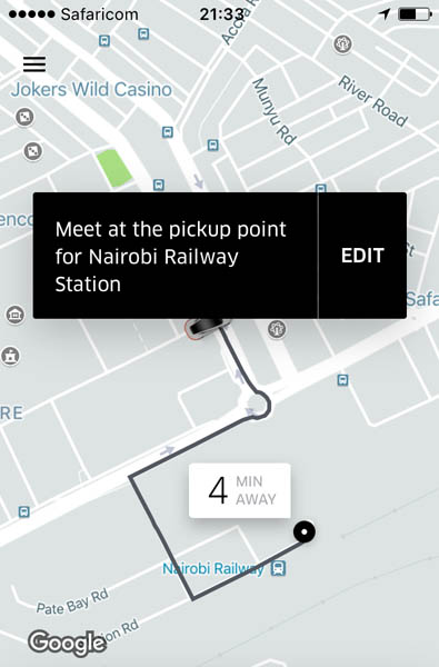 Uber map Nairobi railway station