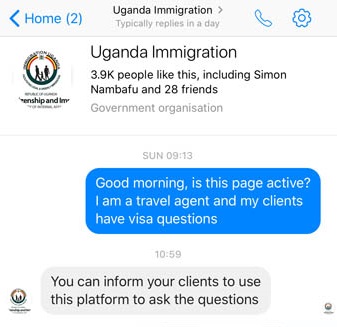 Uganda immigration Facebook page