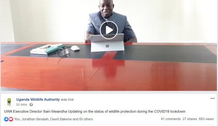 Sam. Mwandha. Uganda Wildlife Authority live on Facebook