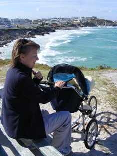 walking baby at Arniston Bay, South Africa