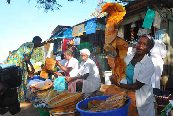 women sell Angara fish, Pakwach. PHOTO Faiswal KASIRYE