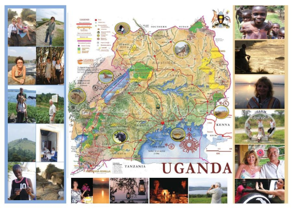 Personalised photo souvenir Uganda map of our family safari